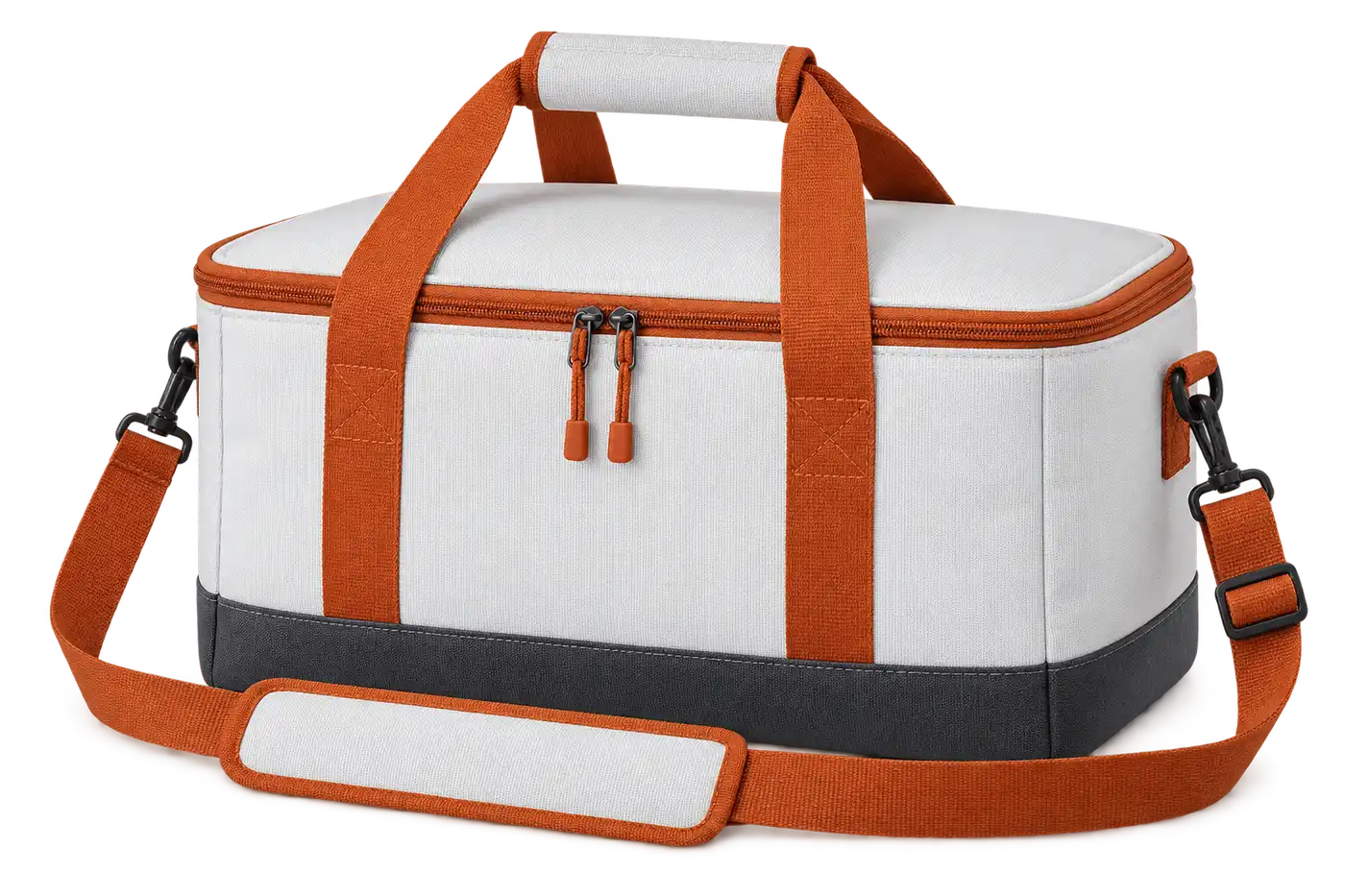 White Solution-Dyed Polyester Thermal Cooler Bag — Burnt orange