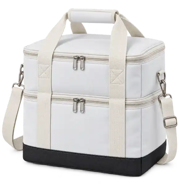 White Solution-Dyed Polyester Thermal Food Delivery Bag
