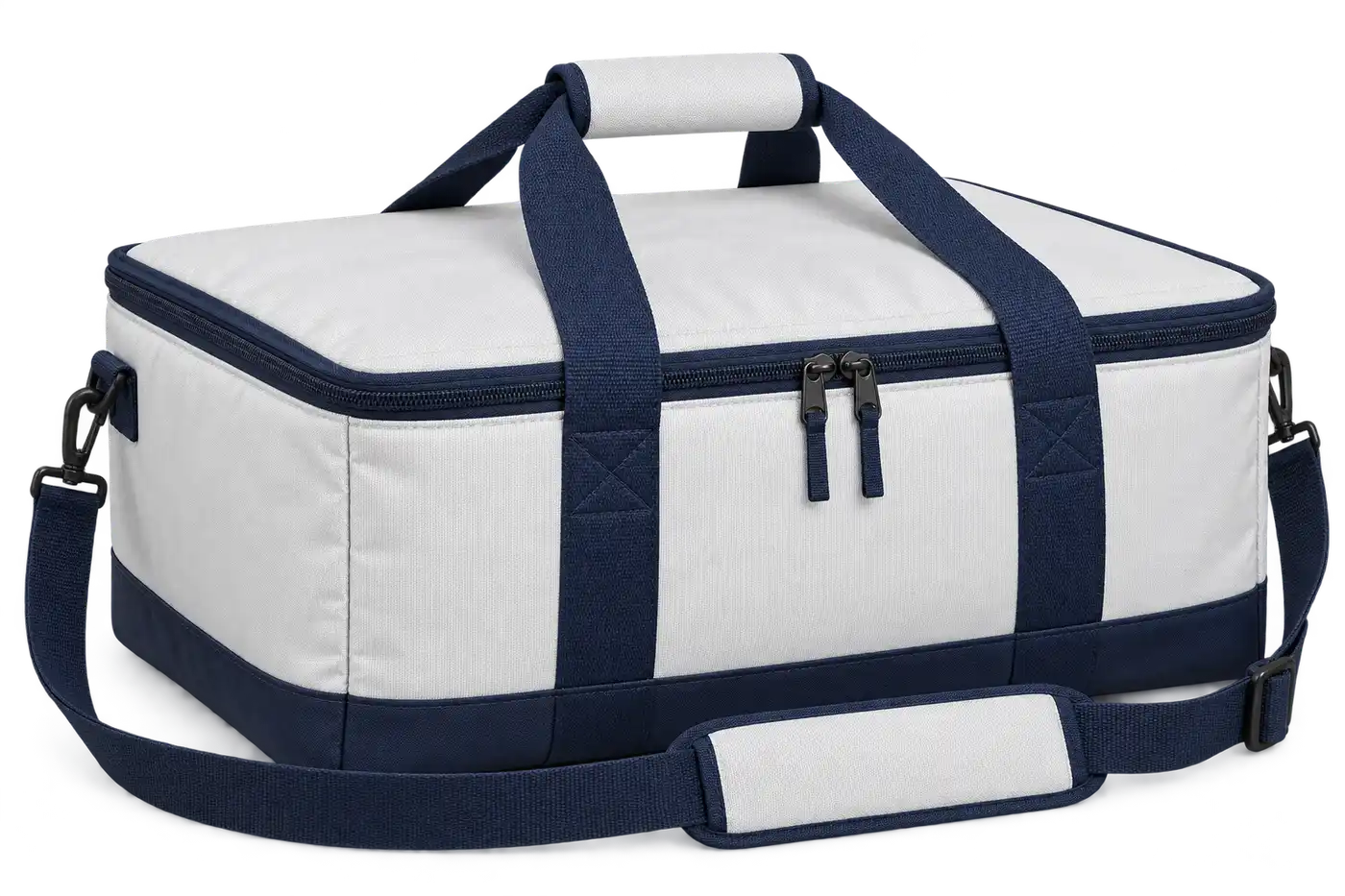 White Solution-Dyed Polyester Thermal Pizza Delivery Bag — Navy blue