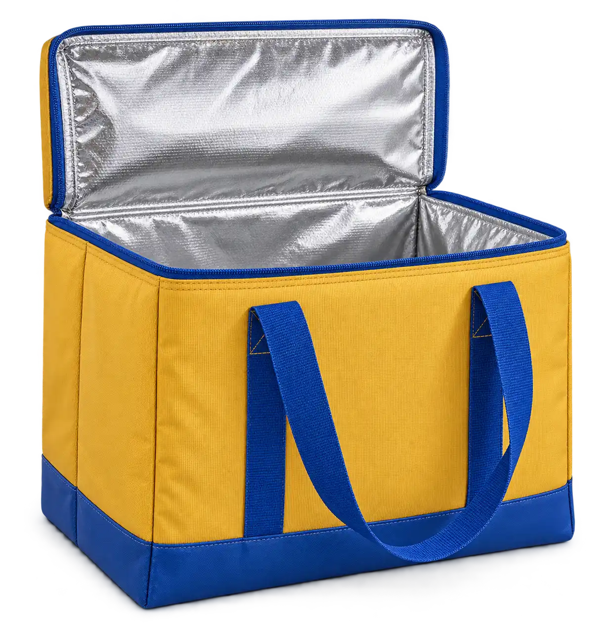 Warm Golden Yellow Solution-Dyed Polyester Thermal Food Delivery Bag — Cobalt blue