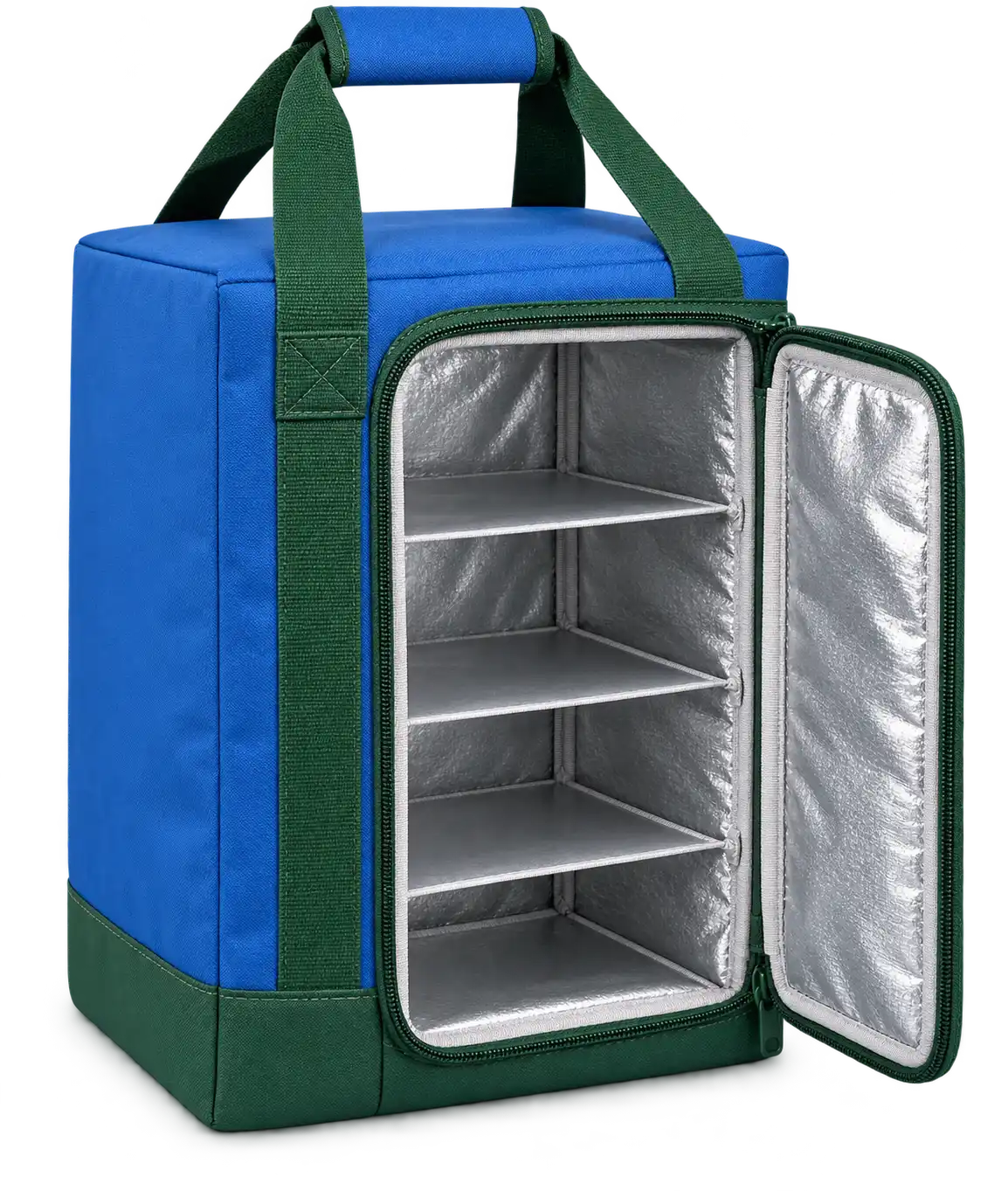 Bright Blue Solution-Dyed Polyester Thermal Food Delivery Bag — Forest green