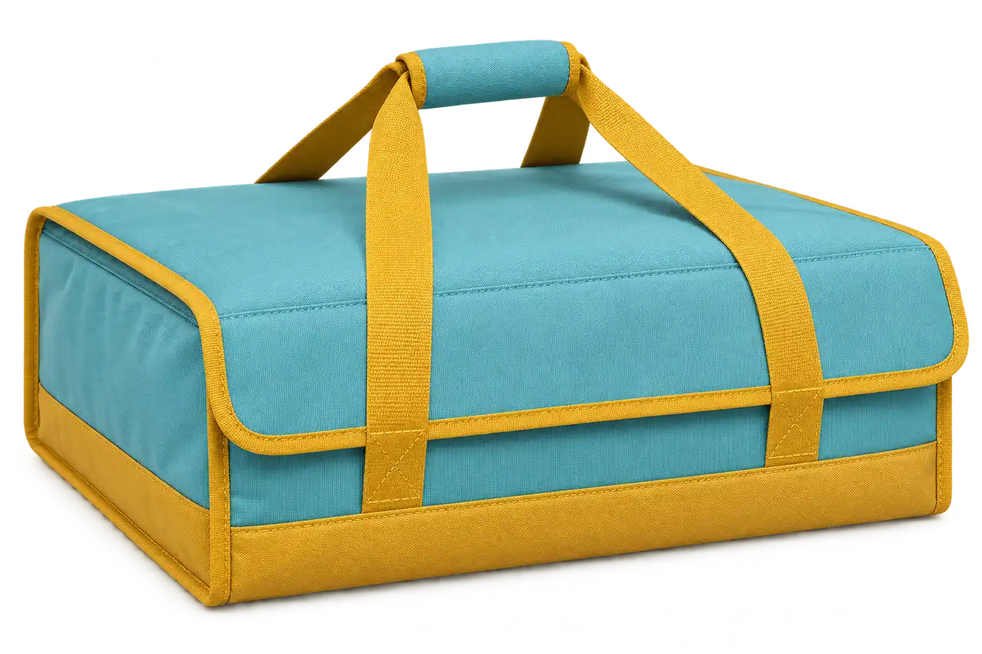 Soft Turquoise Solution-Dyed Polyester Thermal Pizza Delivery Bag — Golden yellow