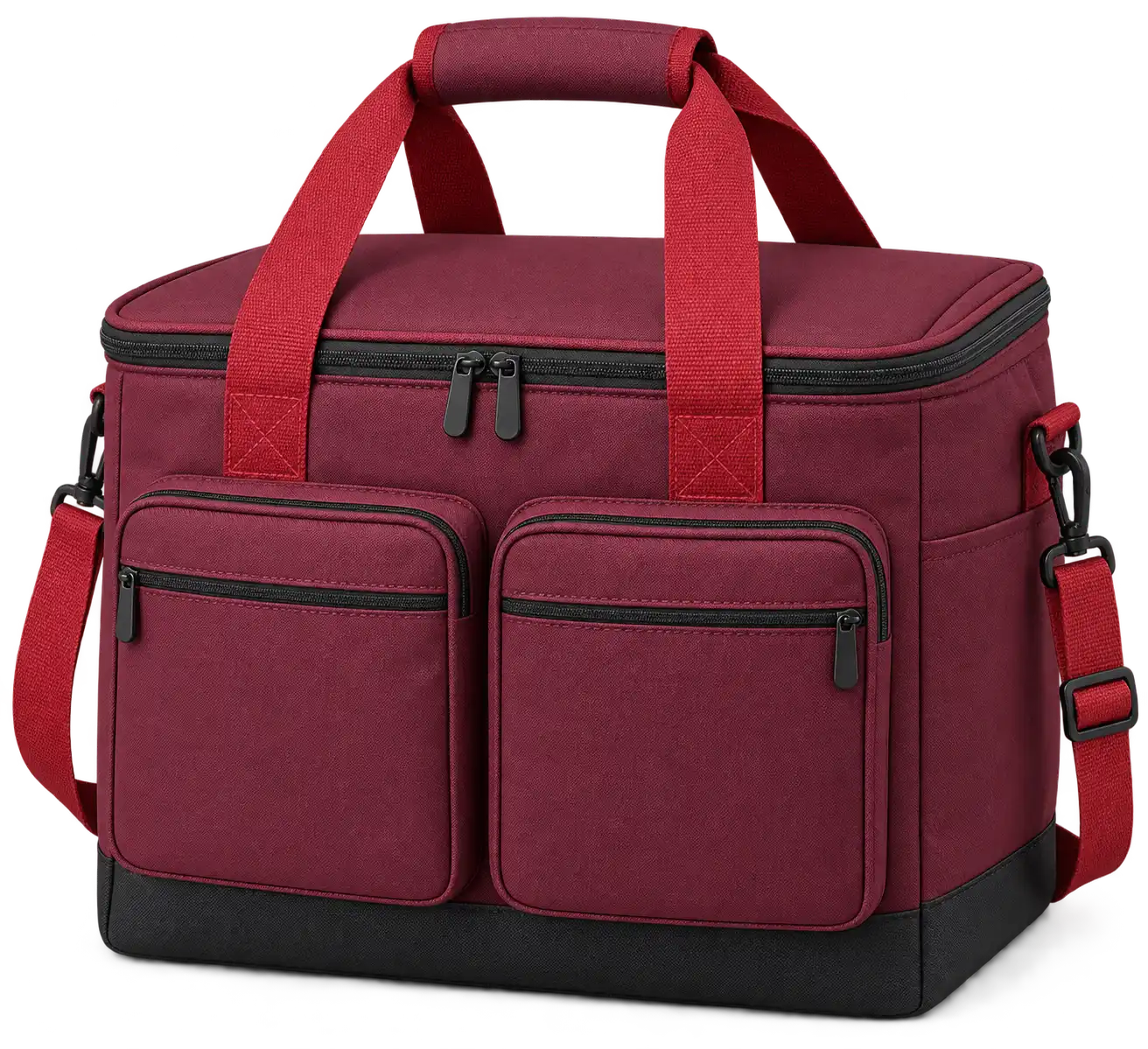 Burgundy Solution-Dyed Polyester Thermal Cooler Bag — Red