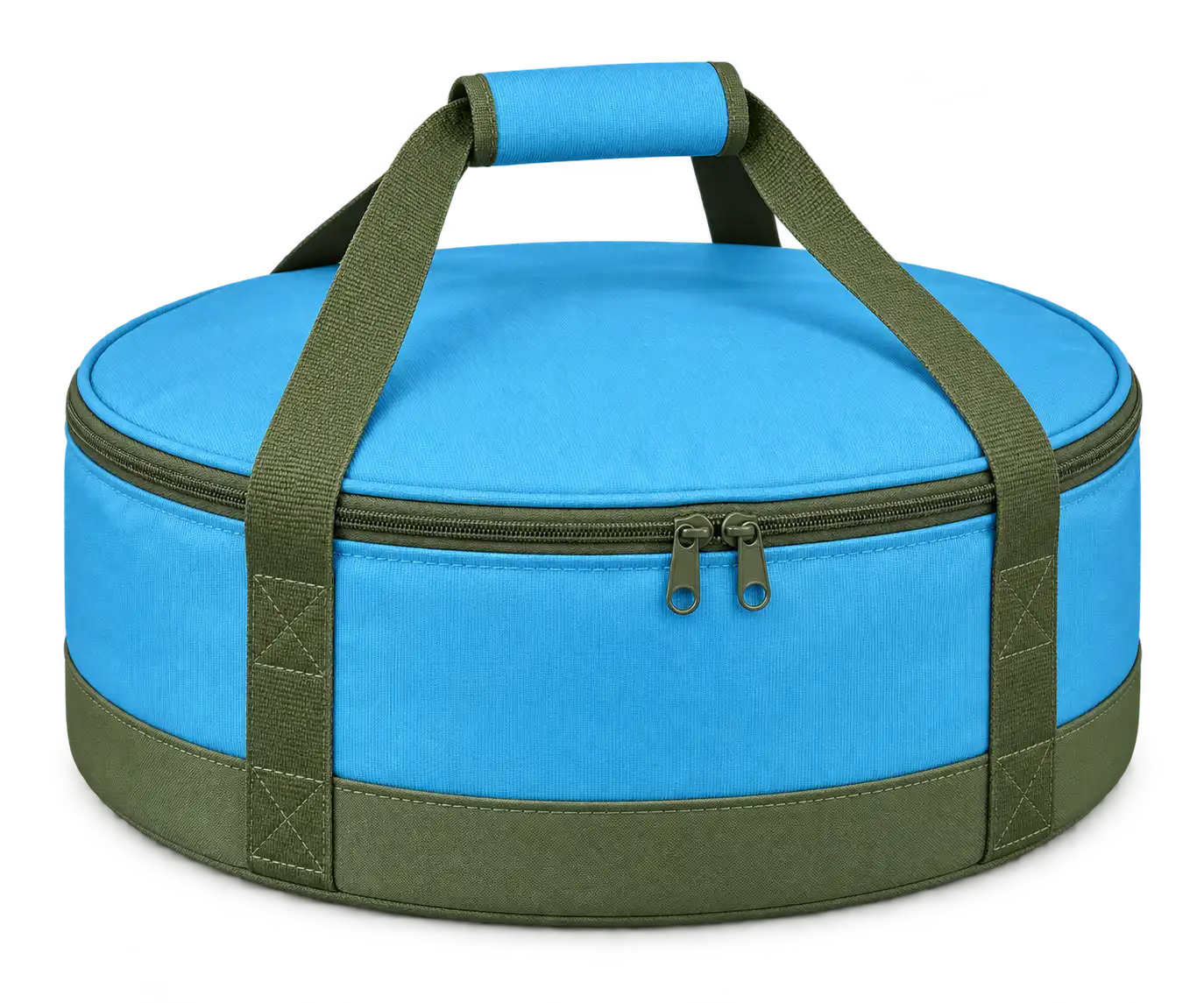 Sky Cyan Blue Solution-Dyed Polyester Thermal Pizza Delivery Bag — Olive green