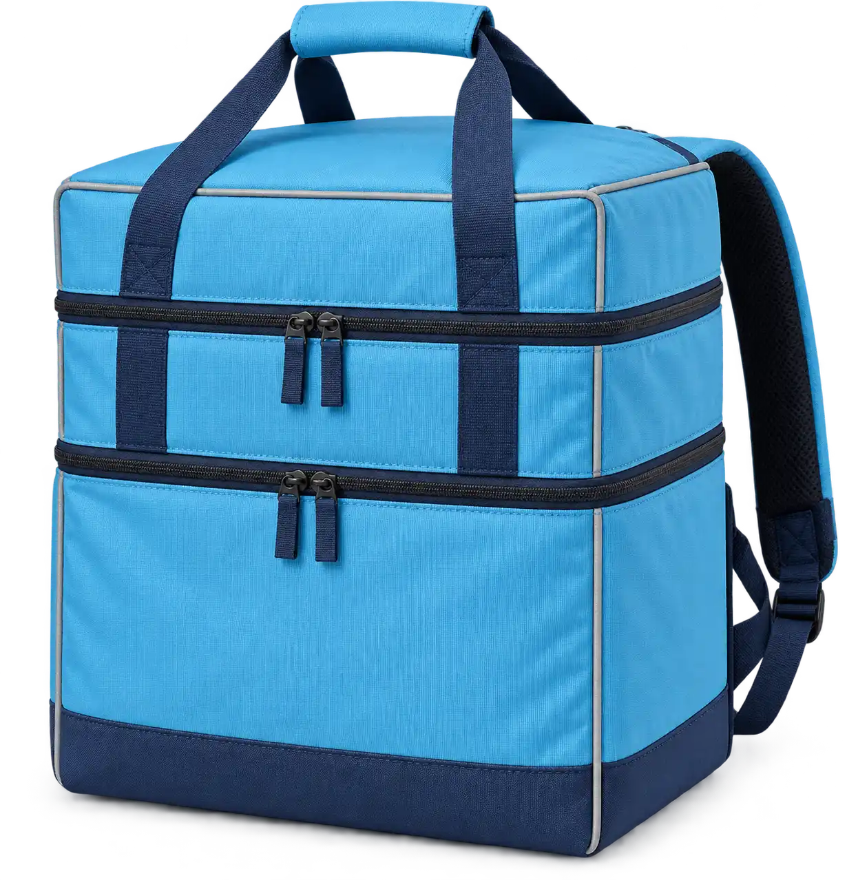 Sky Cyan Blue Solution-Dyed Polyester Insulated Rider Delivery Bag — Navy blue