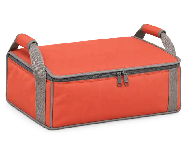 Coral Orange Solution-Dyed Polyester Thermal Food Delivery Bag