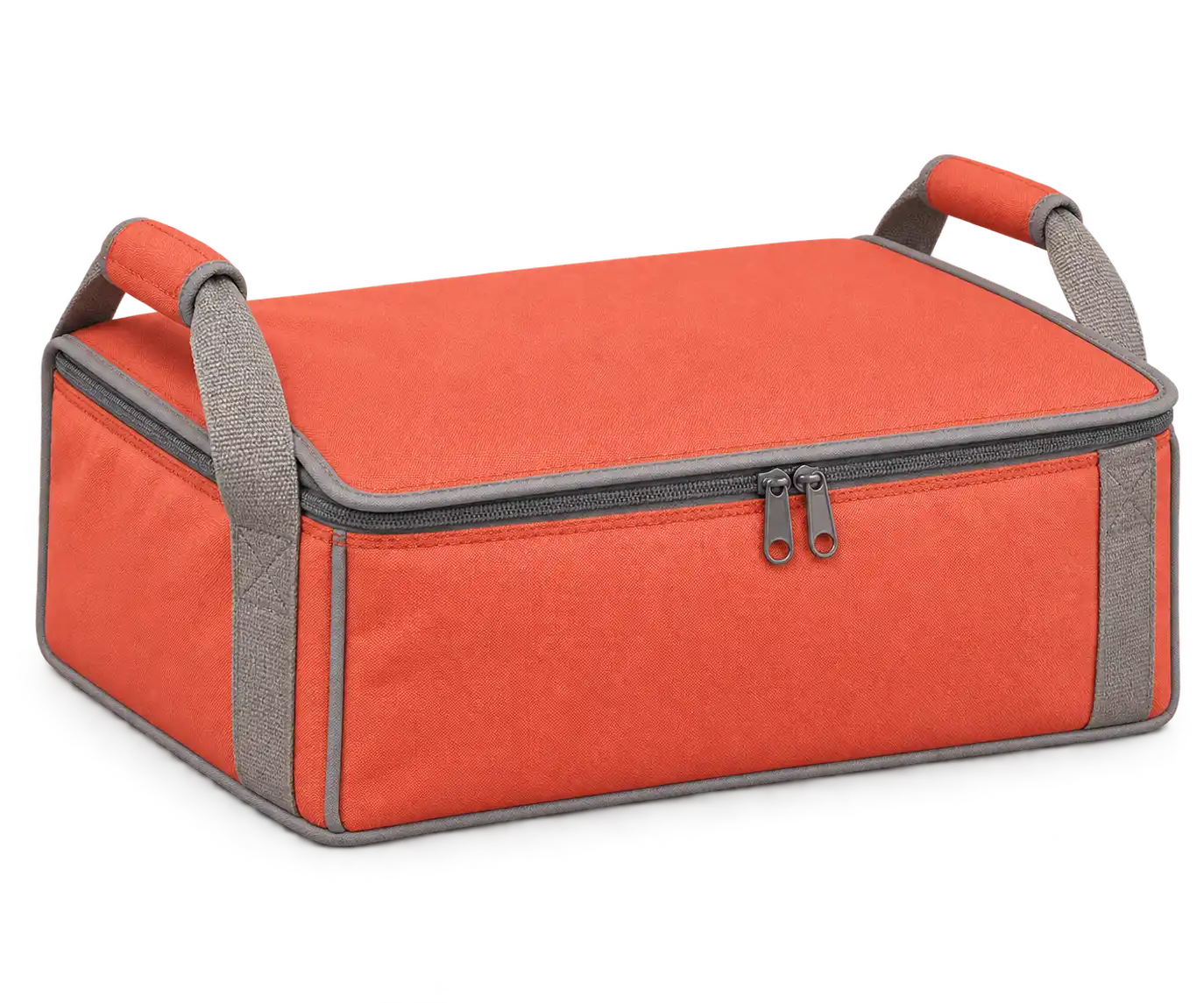 Coral Orange Solution-Dyed Polyester Thermal Food Delivery Bag — Warm grey