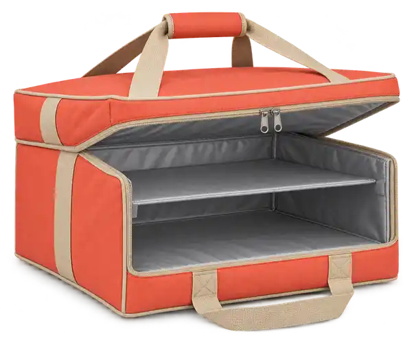 Coral Orange Solution-Dyed Polyester Thermal Pizza Delivery Bag