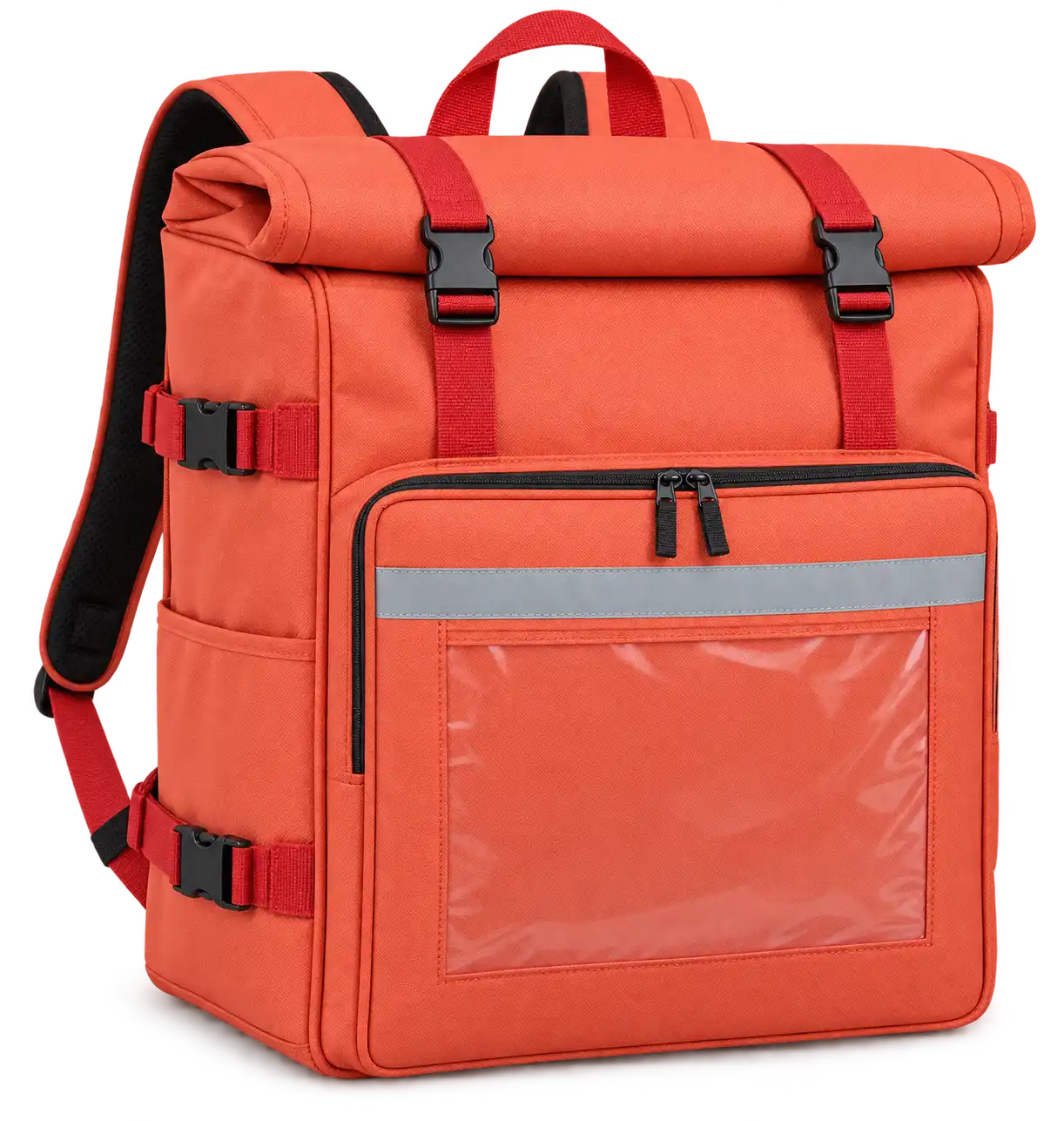 Coral Orange Solution-Dyed Polyester Insulated Rider Delivery Bag — Red