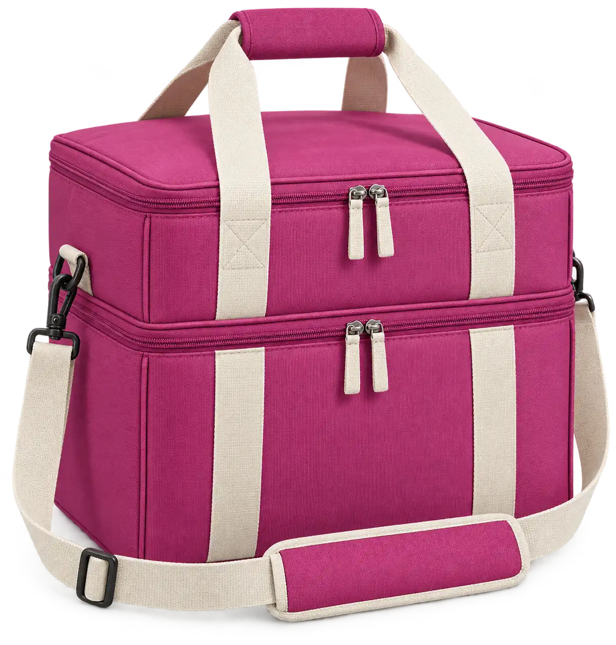 Magenta Solution-Dyed Polyester Thermal Burger Delivery Bag — Ivory