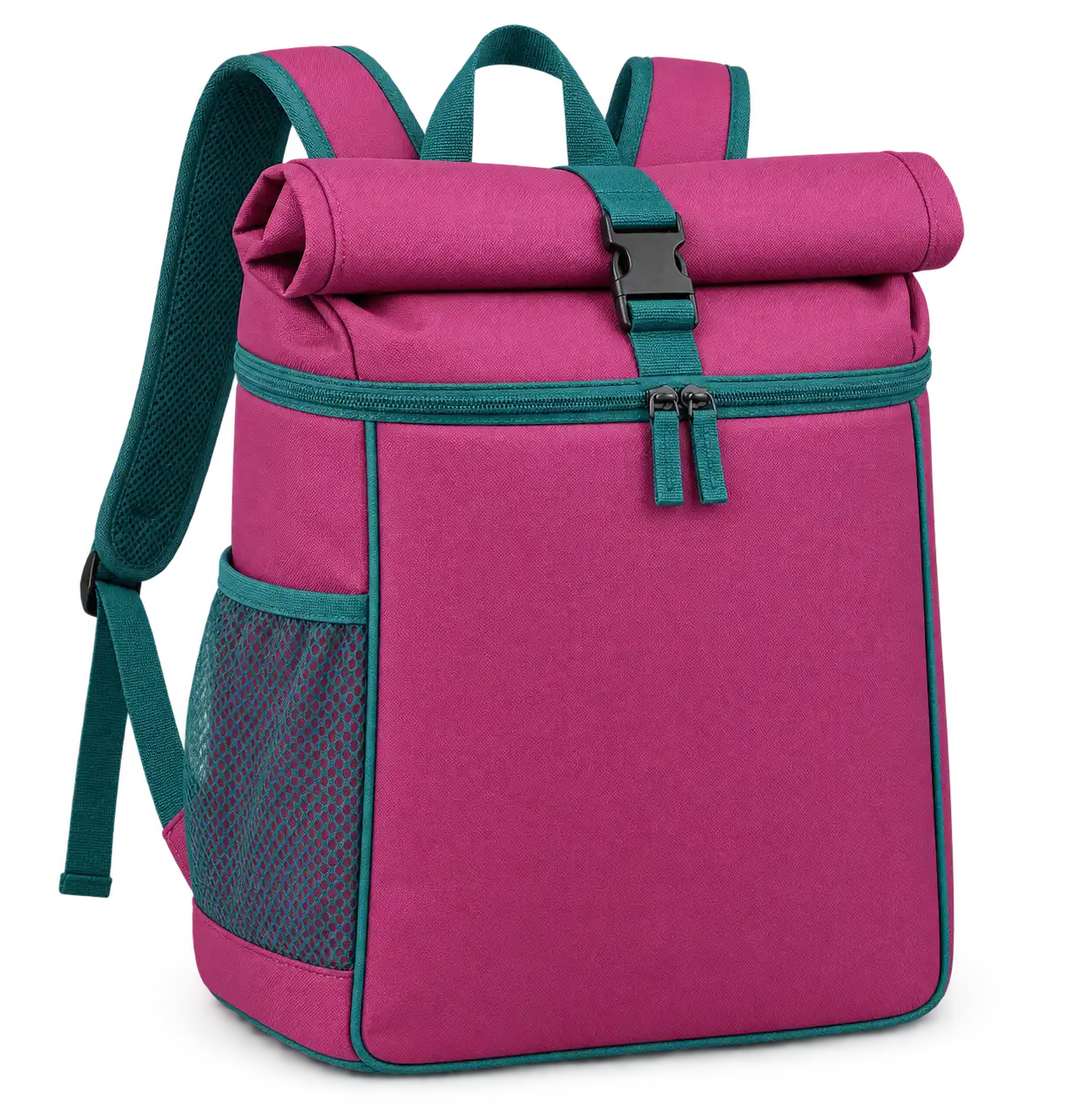 Magenta Solution-Dyed Polyester Thermal Cooler Bag — Teal