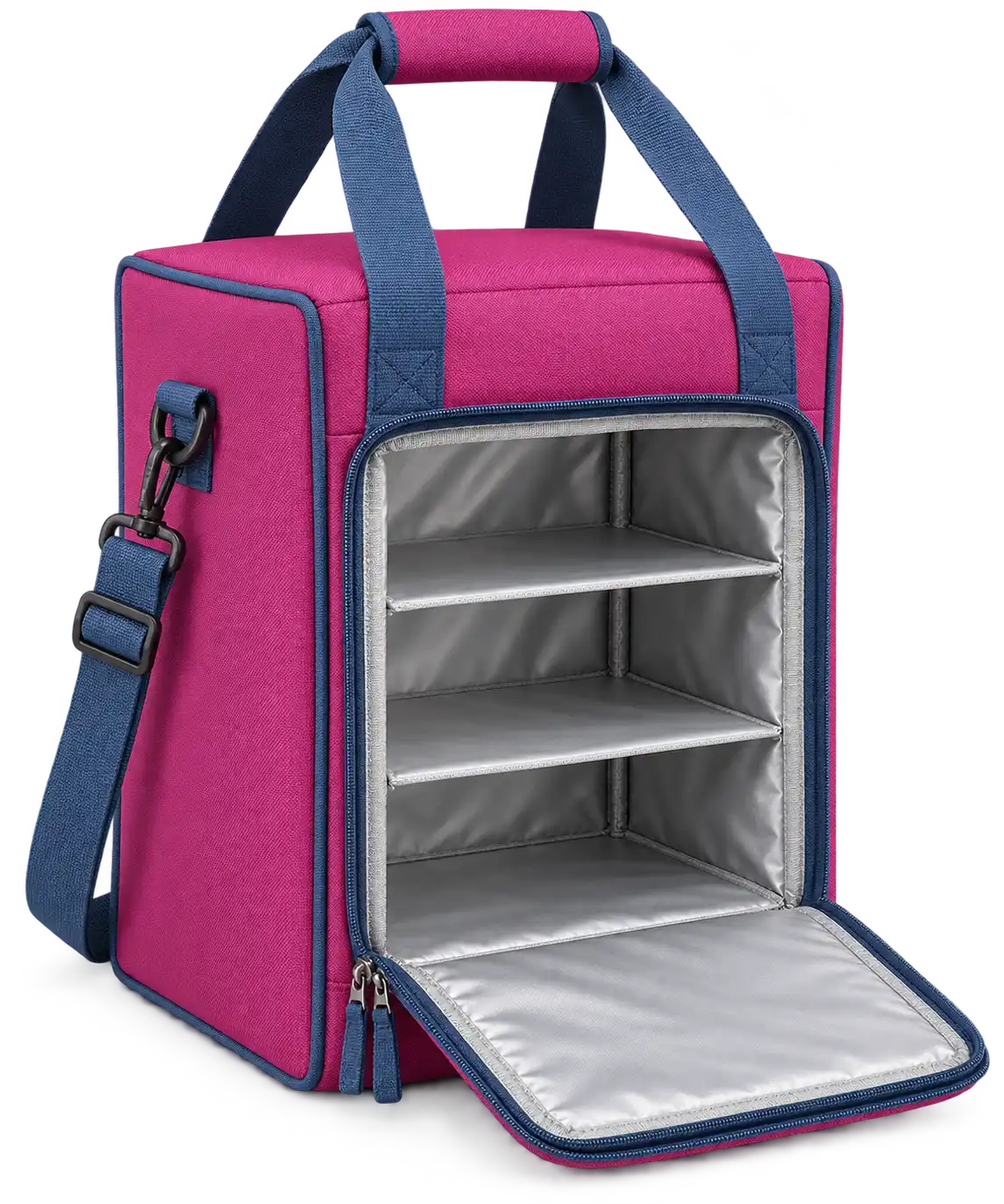 Magenta Solution-Dyed Polyester Thermal Food Delivery Bag — Slate blue