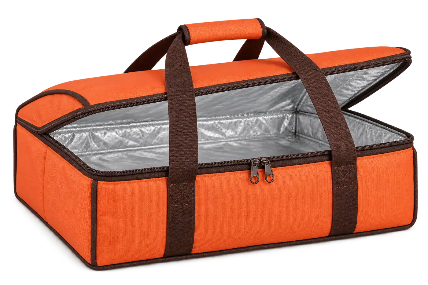 Vivid Orange Solution-Dyed Polyester Thermal Pizza Delivery Bag — Chocolate brown