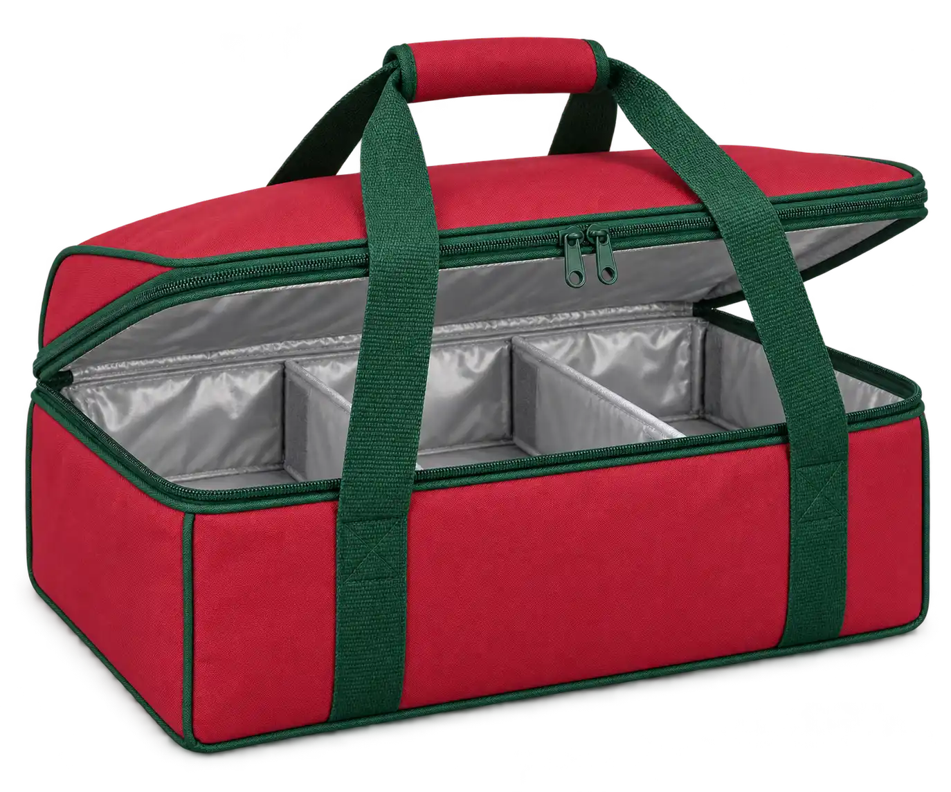 Red Solution-Dyed Polyester Thermal Burger Delivery Bag — Forest green