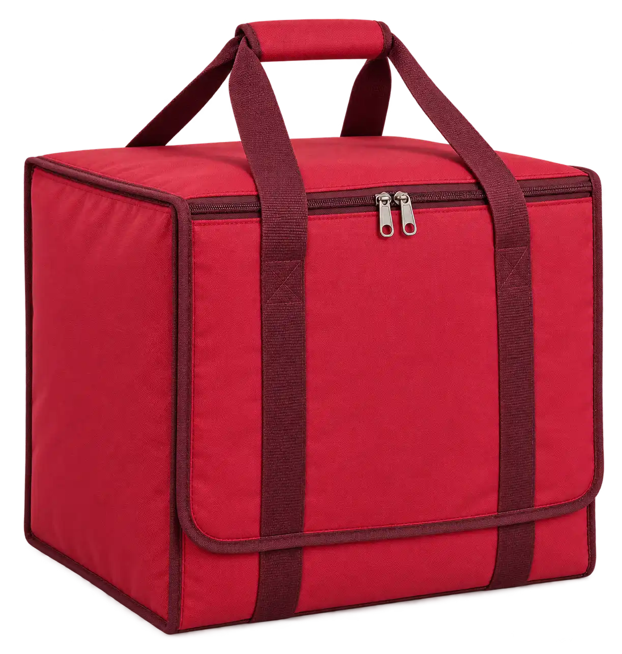 Red Solution-Dyed Polyester Thermal Food Delivery Bag — Burgundy