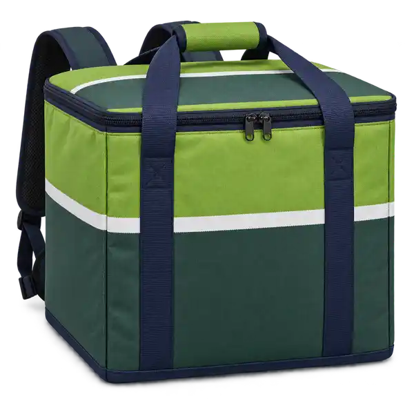 Forest Green Lime And White Broad Stripes Solution-Dyed Polyester Insulated Rider Delivery Bag