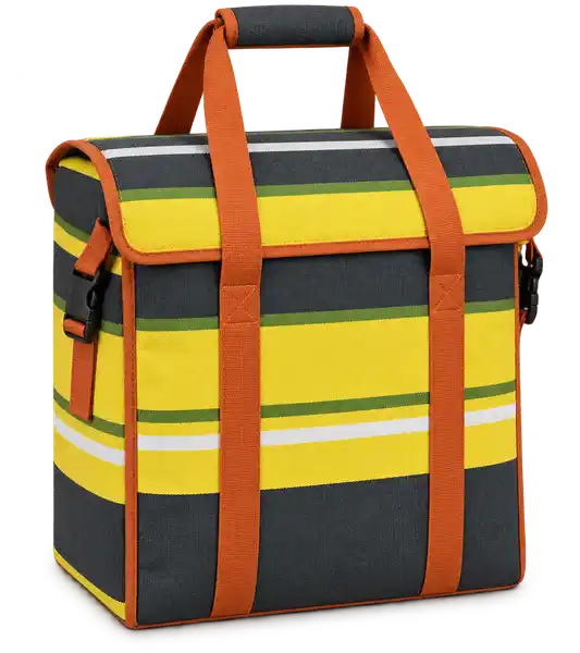 Charcoal Yellow And White Mixed Stripes Solution-Dyed Polyester Thermal Food Delivery Bag