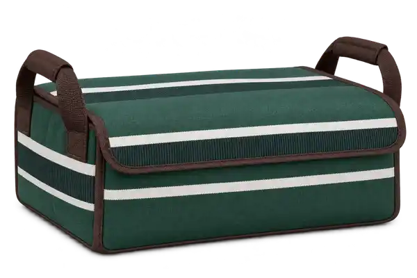 Forest Green And White Stripes Solution-Dyed Polyester Thermal Food Delivery Bag