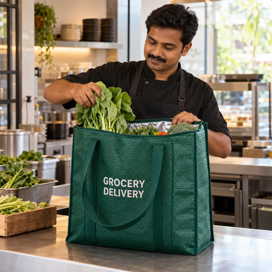 Grocery coolers thermal bag in use for UAE business deliveries