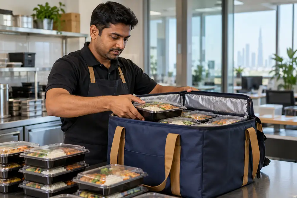 Corporate Meal Delivery Bags for UAE Offices — custom thermal bags supplied from Sharjah