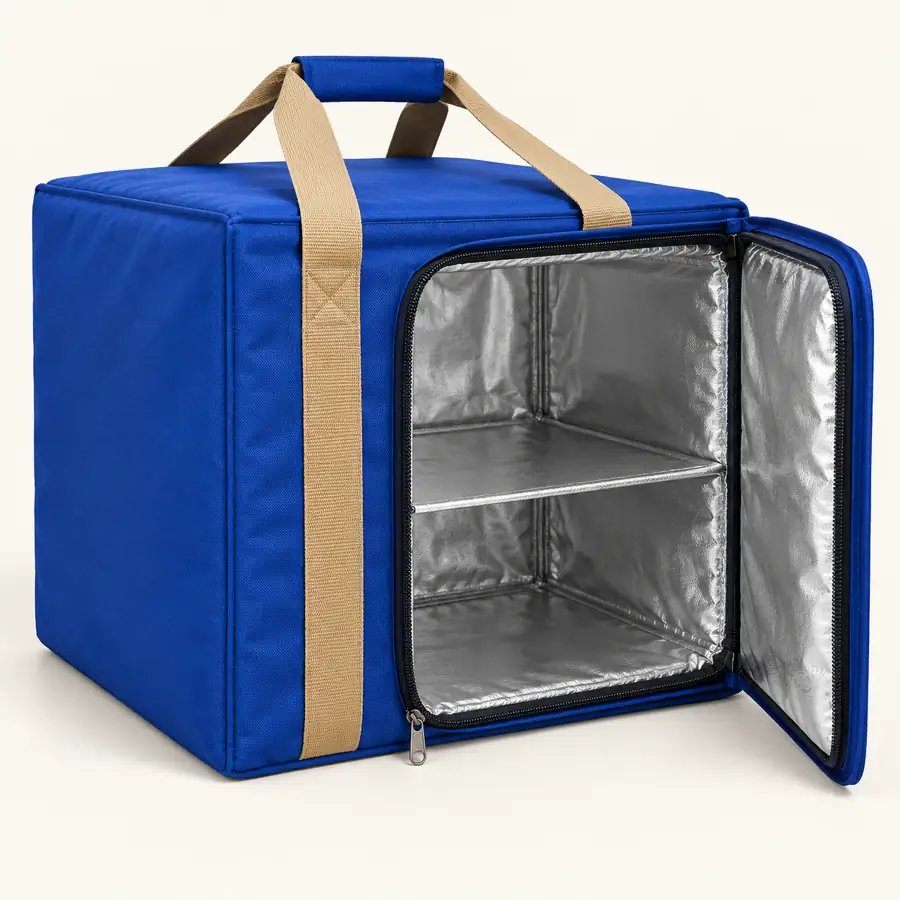 Royal Blue D600 Oxford Side Access Shelf Thermal Food Delivery Bag