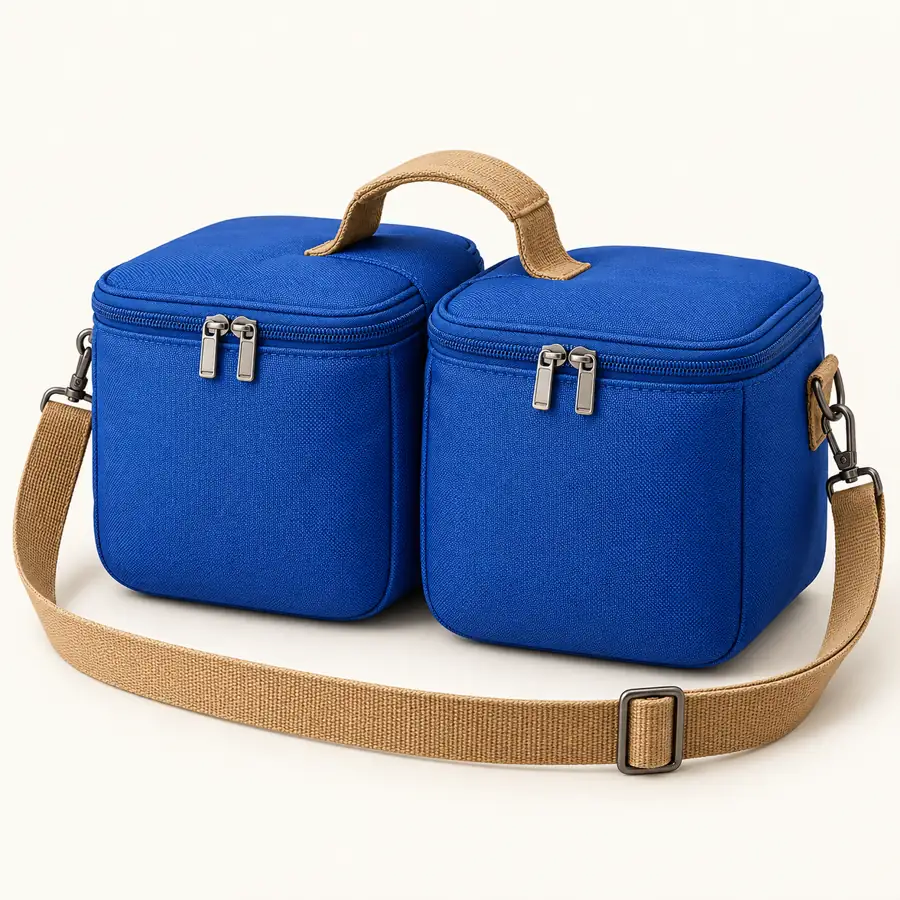 Royal Blue D600 Oxford Twin Pod Satchel Thermal Burger Delivery Bag
