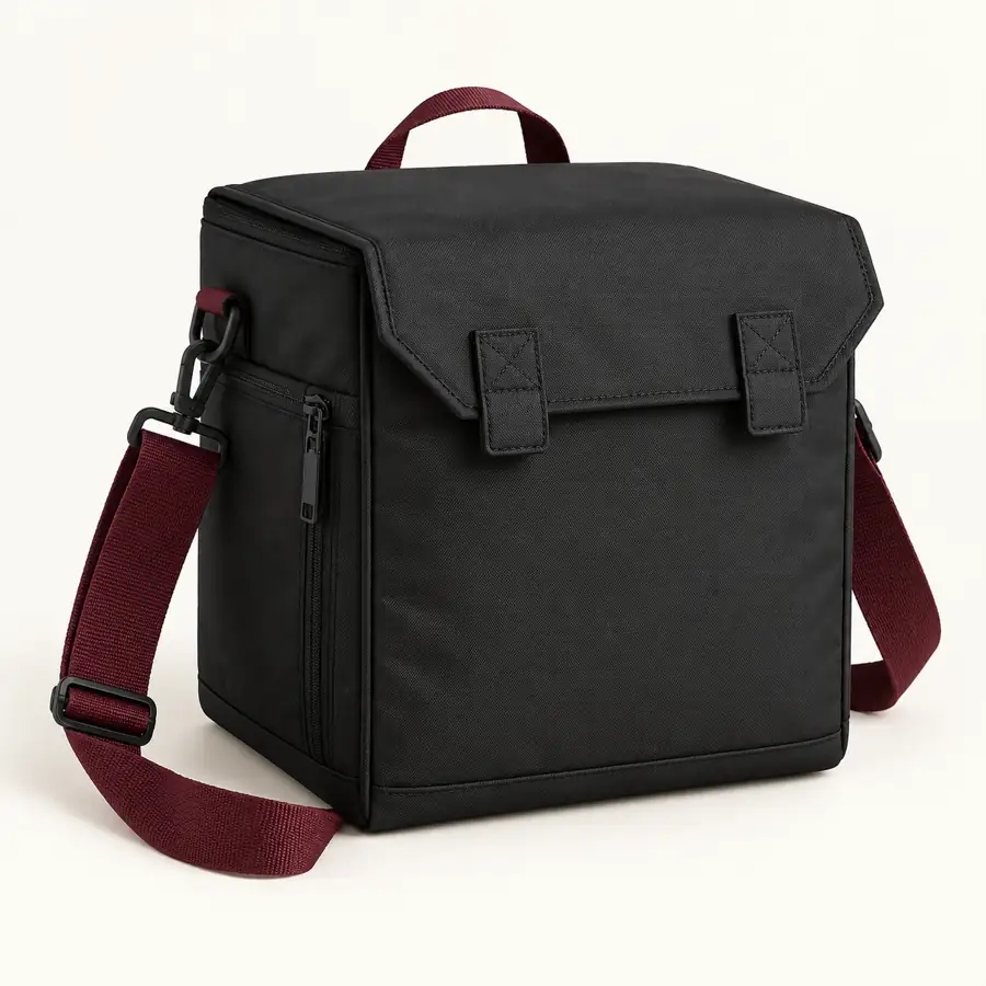 Black Oxford Taffeta Compact Crossbody Thermal Burger Delivery Bag