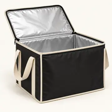 Black Oxford Taffeta Fold Flat Crate Thermal Food Delivery Bag