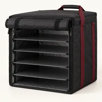 Black Oxford Taffeta Multi Stack Tower Thermal Pizza Delivery Bag