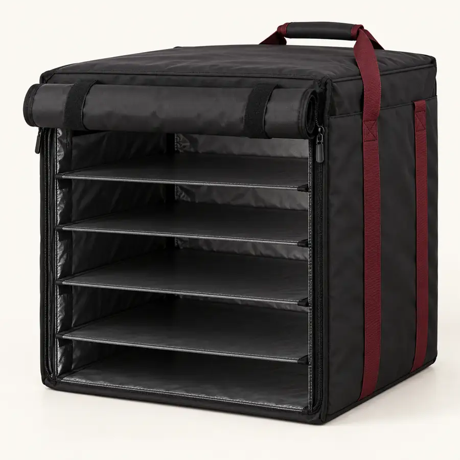 Black Oxford Taffeta Multi Stack Tower Thermal Pizza Delivery Bag