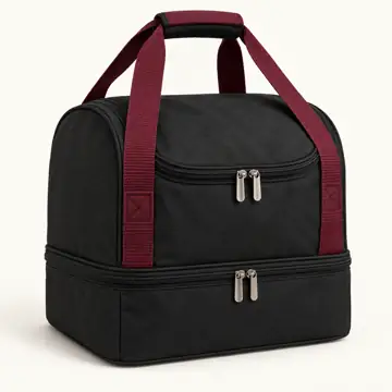 Black Oxford Taffeta Split Level Daypack Thermal Cooler Bag