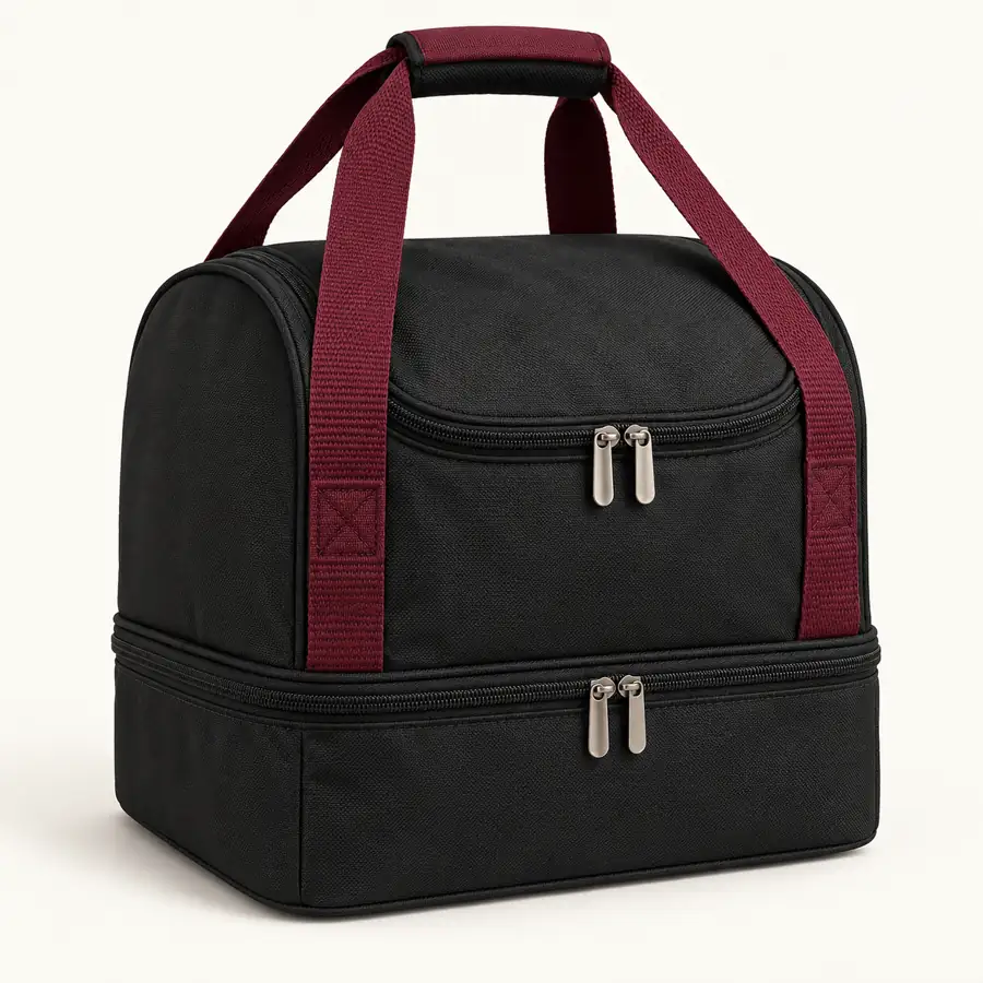 Black Oxford Taffeta Split Level Daypack Thermal Cooler Bag