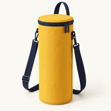 Golden Yellow Polyester Bottle Cylinder Thermal Cooler Bag