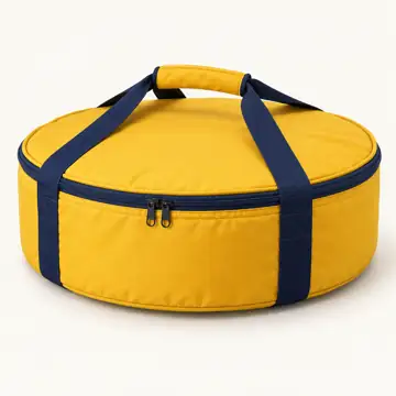 Golden Yellow Polyester Round Pizza Drum Thermal Pizza Delivery Bag