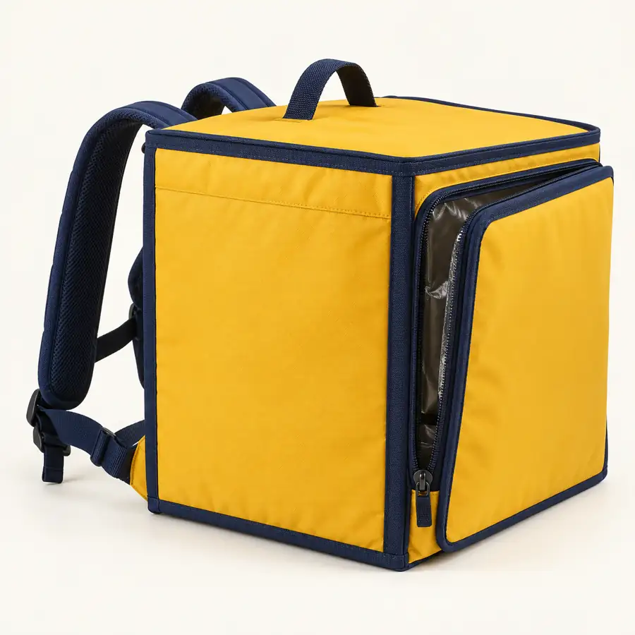 Golden Yellow Polyester Side Entry Cube Insulated Rider Delivery Bag