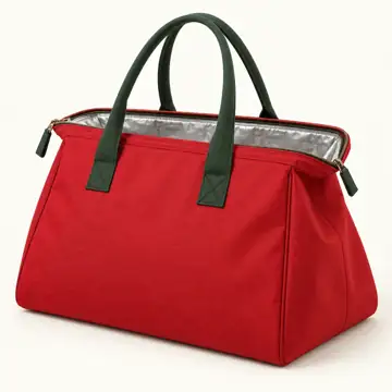 Red Polyester Frame Mouth Hamper Thermal Cooler Bag