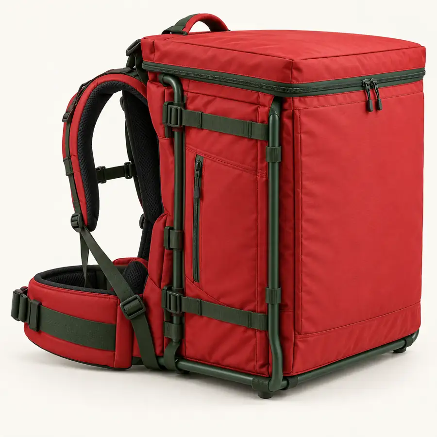 Red Polyester Frame Supported Hauler Insulated Rider Delivery Bag