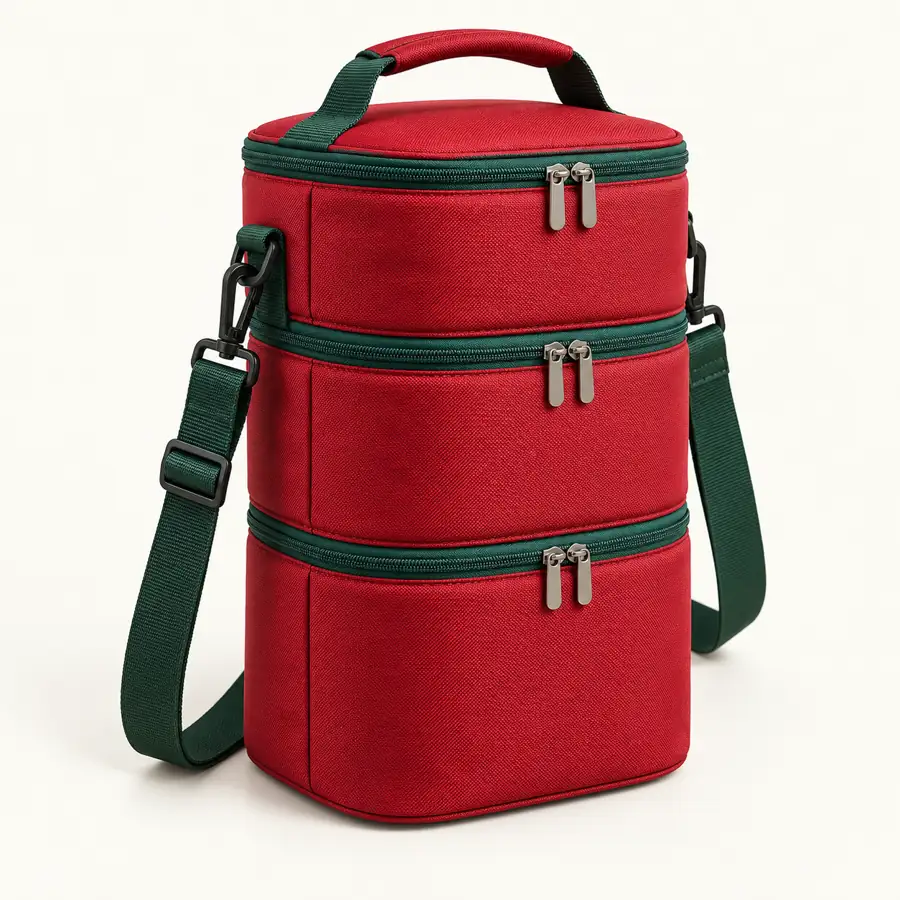 Red Polyester Modular Upright Thermal Food Delivery Bag