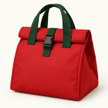 Red Polyester Roll Top Meal Thermal Burger Delivery Bag