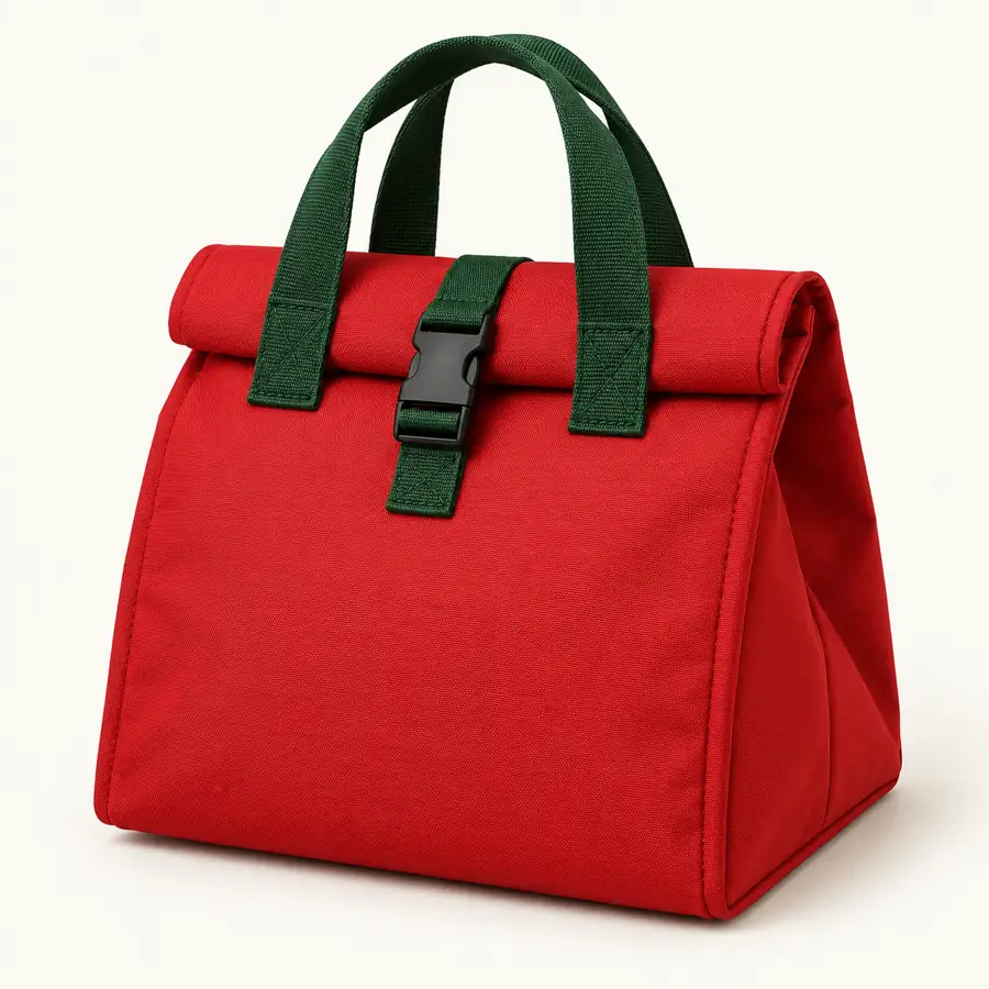 Red Polyester Roll Top Meal Thermal Burger Delivery Bag