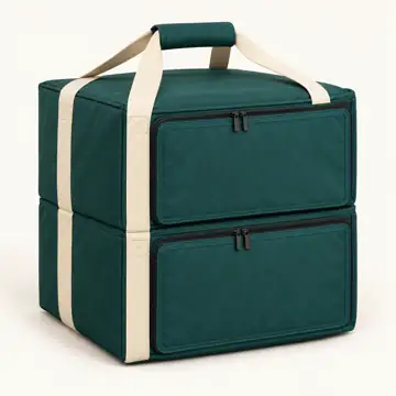 Deep Teal Green Polyspun Canvas Double Decker Flap Thermal Pizza Delivery Bag