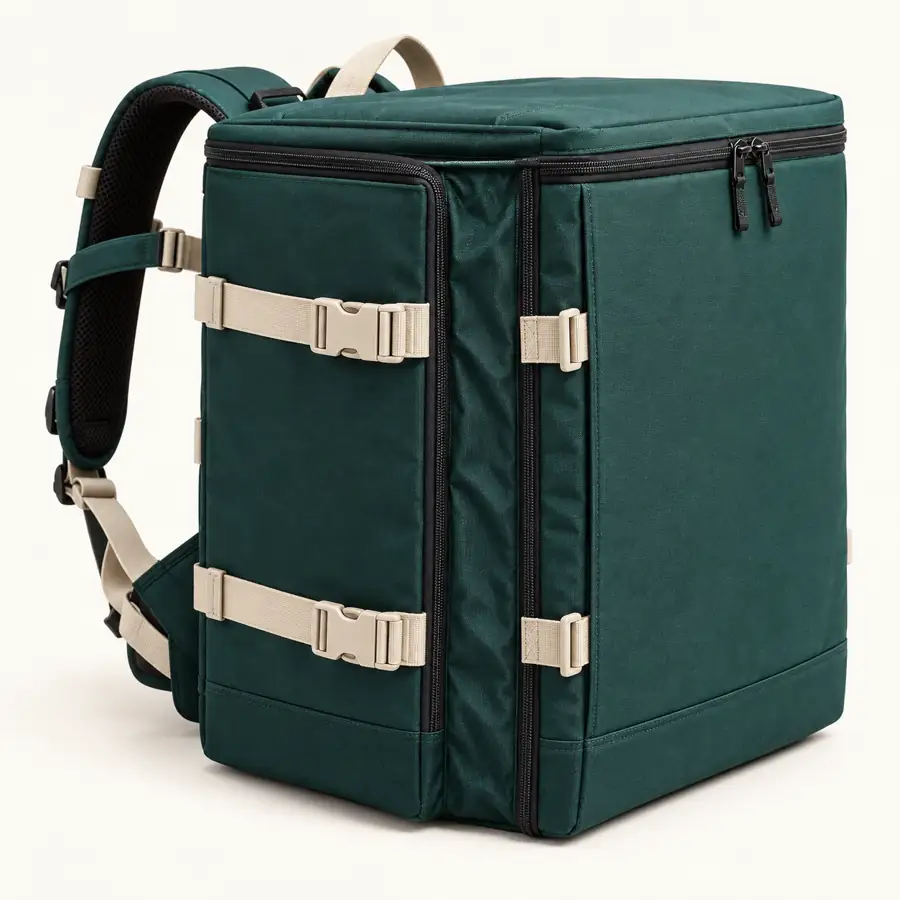 Deep Teal Green Polyspun Canvas Expandable Box Insulated Rider Delivery Bag