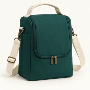 Deep Teal Green Polyspun Canvas Upright Bento Thermal Burger Delivery Bag